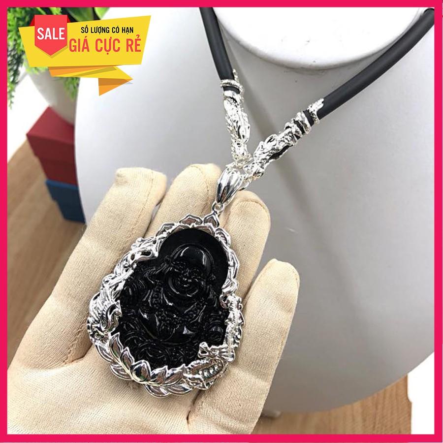 Mặt dây chuyền ,mặt  vòng cổ mặt phật màu đen bọc bạc