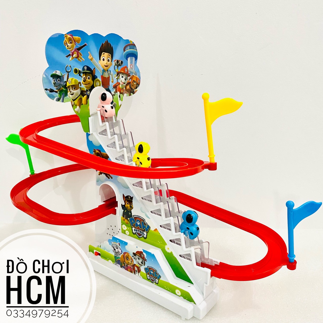 [CÓ ĐÈN NHẠC - NHIỀU MẪU] Đồ chơi thang nhảy chó cứu hộ/ tàu lửa thomas/ chó đốm leo thang vui nhộn dành cho bé thích khám phá, thích các nhân vật hoạt hình