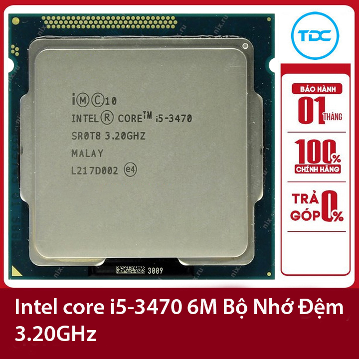 Bộ vi xử lý intel cpu core i5-3470 3.60ghz 77w 4 lõi 4 luồng 6mb cache socket intel lga 1155
