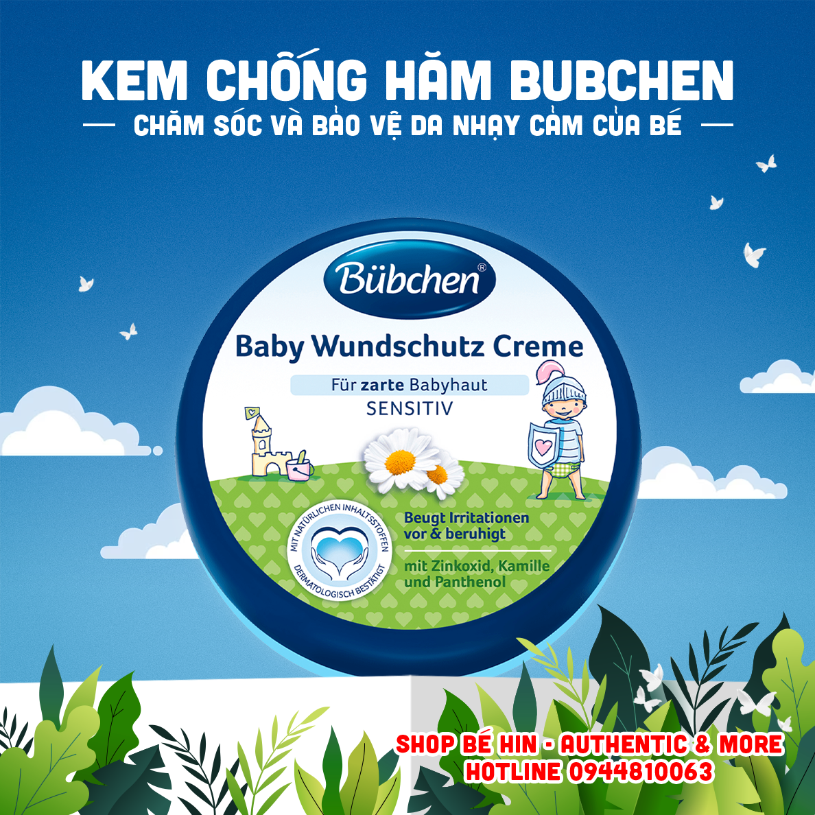 Kem chống hăm trẻ em Bubchen Đức, kem dưỡng da trẻ em Bubchen dành cho bé từ sơ sinh, da nhạy cảm 75ml 150ml