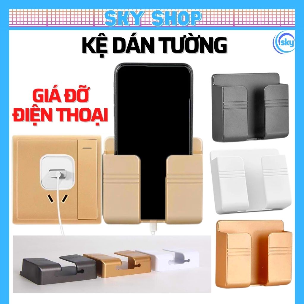 Kệ đựng điện thoại dán tường, Giá đỡ điện thoại dán tường, để remote đa năng tiên lợi