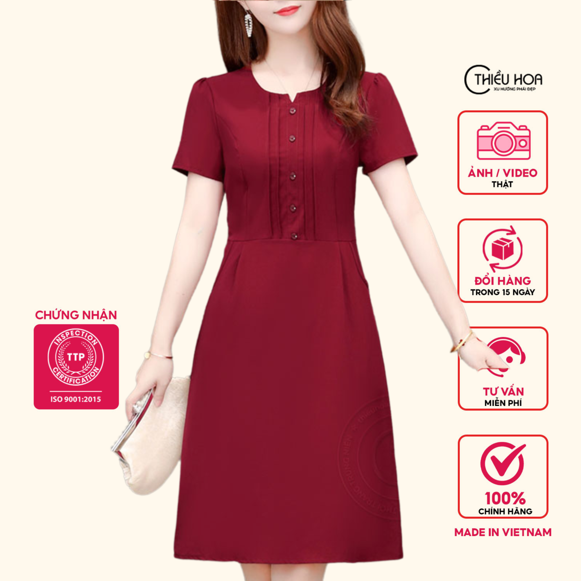 Đầm nữ trung niên chất Đũi mịn cao cấp sang trọng quý phái P1245 Thời Trang Thiều Hoa