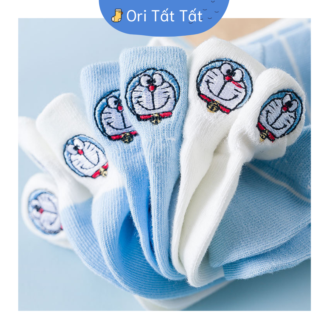 Tất vớ cổ ngắn chống trầy cổ chân unisex họa tiết doraemon - ori tất tất