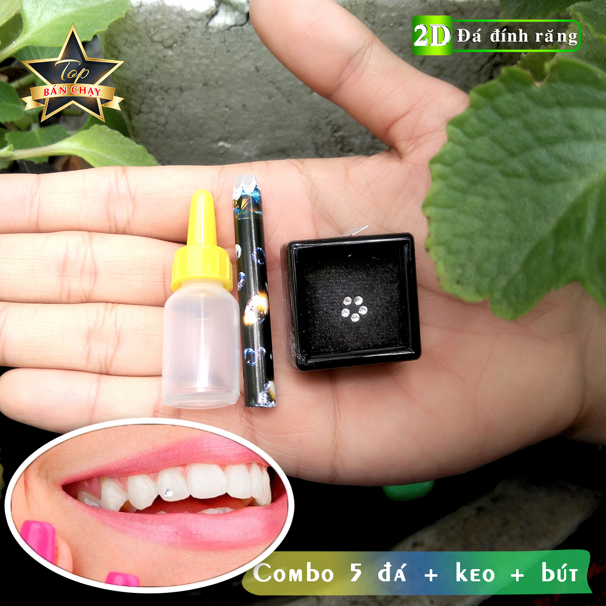 [HCM]Combo đá đính răng 5 viên + tặng keo dán