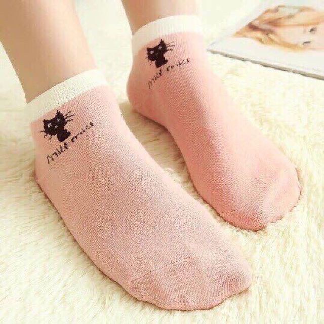Combo 2 đôi tất vớ hình mèo cổ ngắn xinh xắn, dễ thương