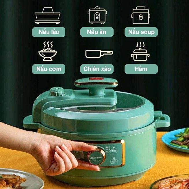 Nồi áp suất điện NineShield KB-618 chính hãng - Nồi áp suất AUX đa năng - Dung tích 3 Lít - Lòng nồi 5 lớp - Bảo hành toàn quốc