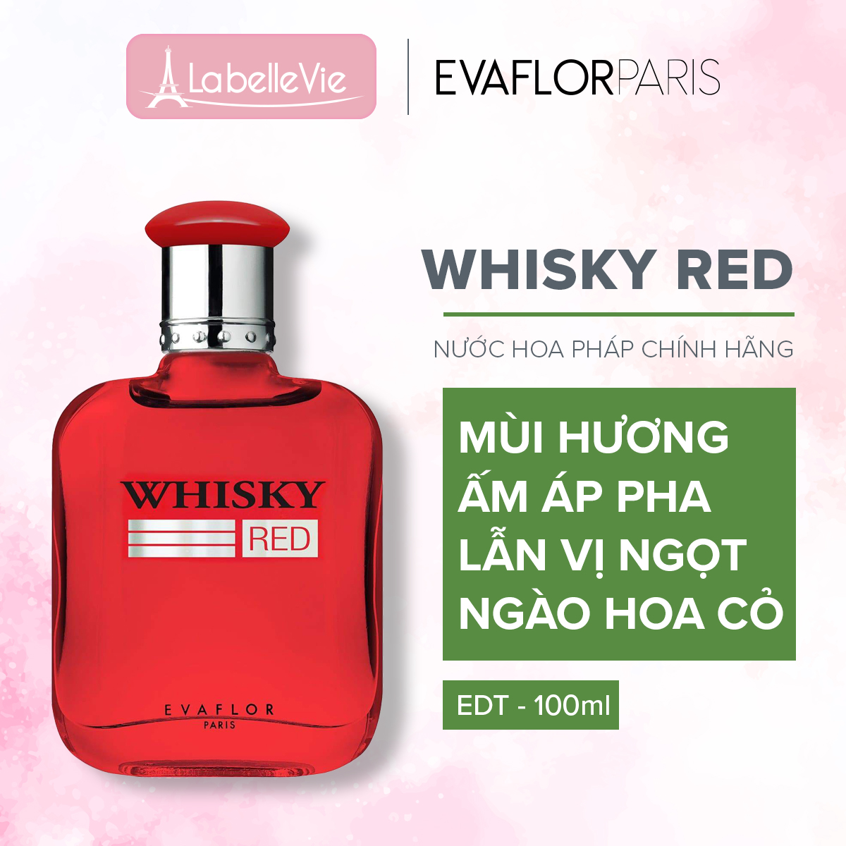 Nước hoa nam Evaflor Whisky Red chính hãng Pháp, mùi hương nam tính quyến rũ 50ml-100ml