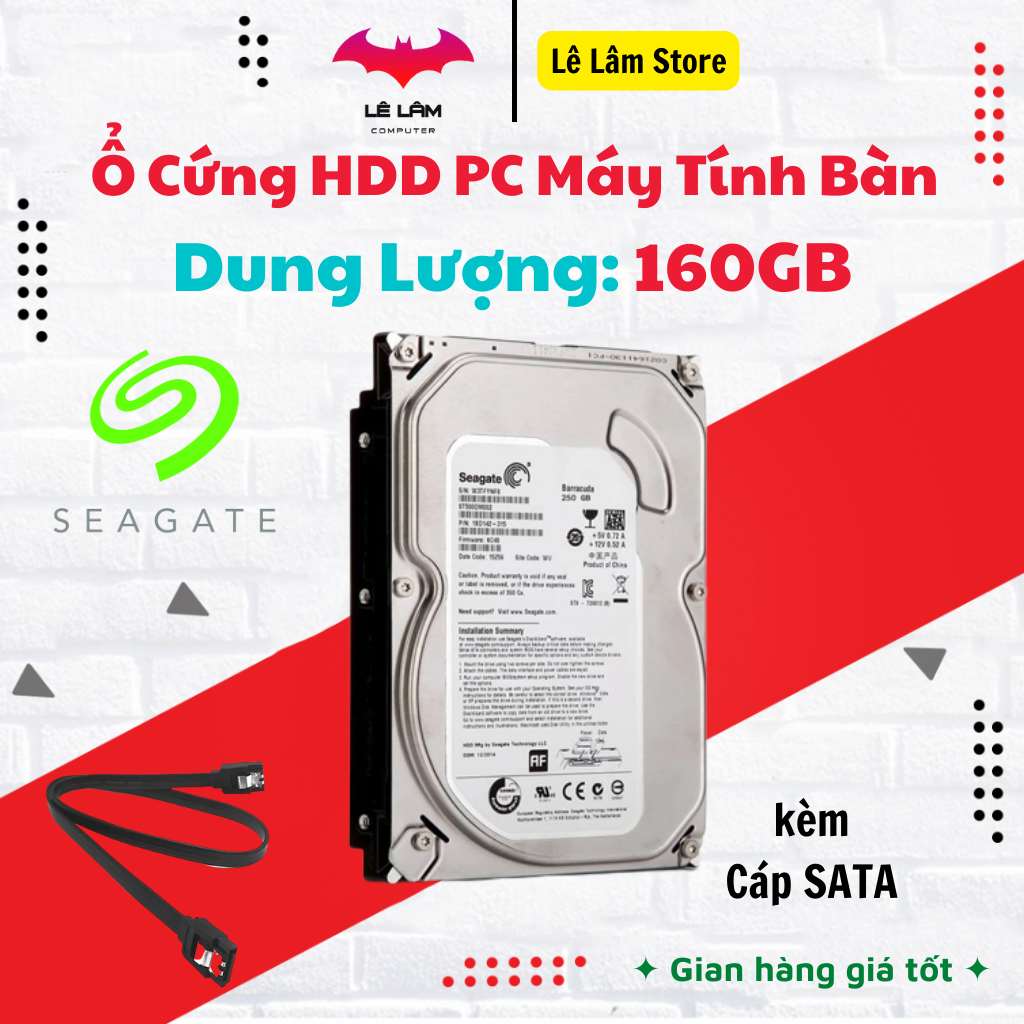 Ổ cứng hdd seagate 160gb máy tính bàn 3.5"- tặng cáp sata - le lam store