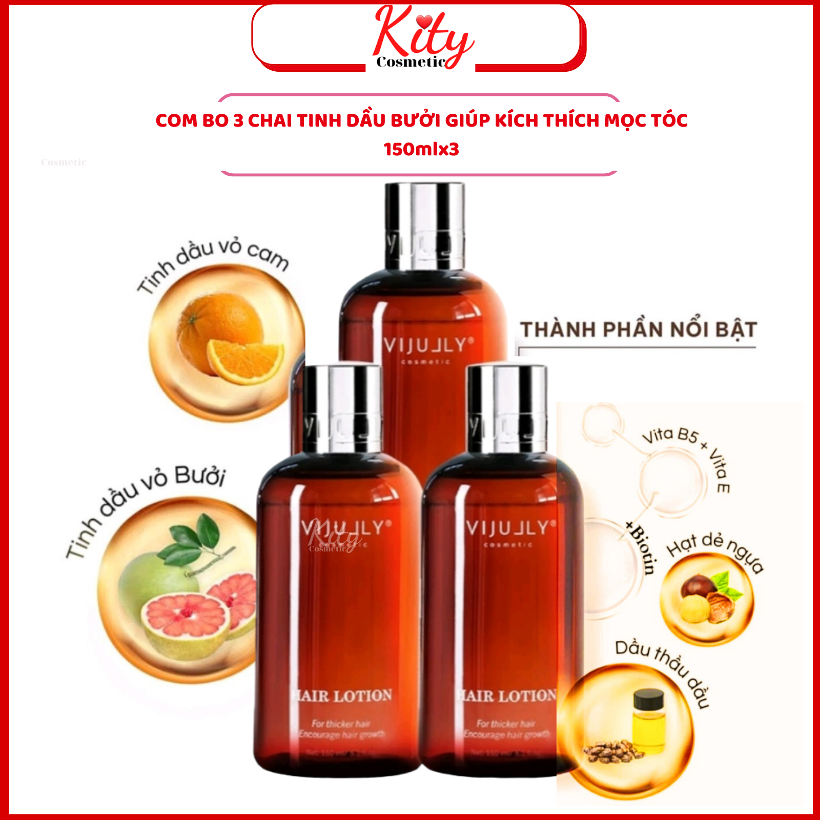 Combo 3 chai tinh dầu bưởi kích mọc tóc - xịt bưởi làm dày tóc & giúp tóc nhanh dài