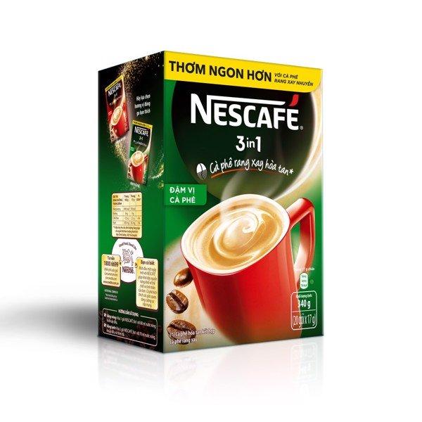 NESCAFÉ 3in1 Cà phê rang xay hòa tan Đậm vị cà phê - Hộp Xanh 20 gói x 17g