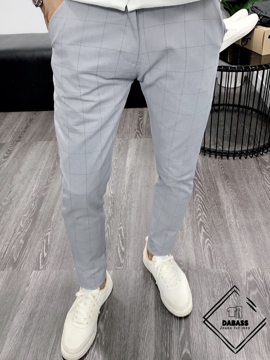 Quần Dài Tây Âu Kẻ Cao Cấp Màu Xám Nhạt Phong Cách