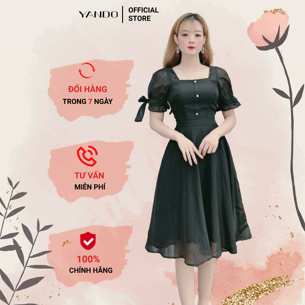Đầm voan tay nơ yando da12