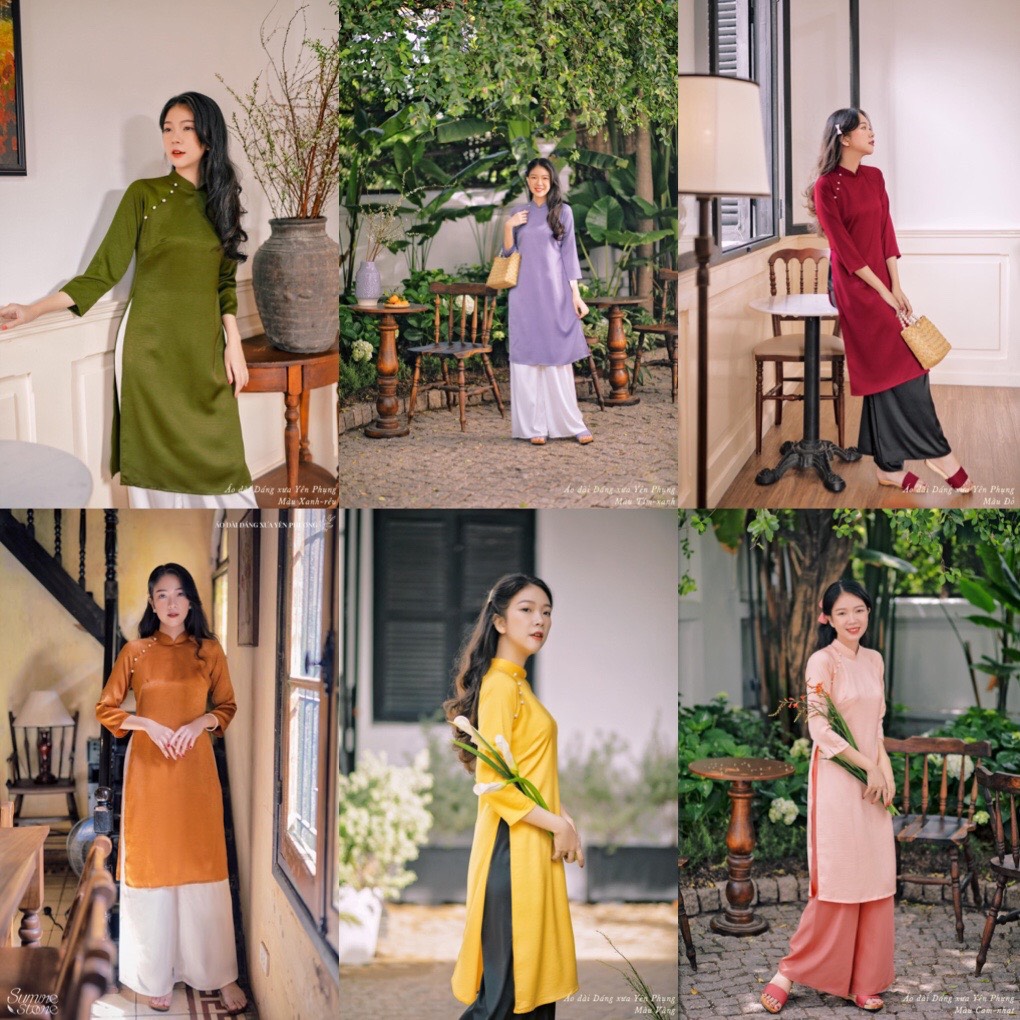 Áo dài dáng suông, áo dài dáng xưa cách tân đính hạt nổi bật, thanh lịch, sang trọng