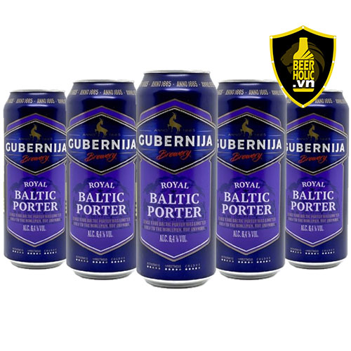 Bia gubernija royal baltic porter 6,4% lốc 6 lon 500ml của littva, beerholic, bh08, dòng bia baltic porter giới hạn cho tầng lớp quý tộc