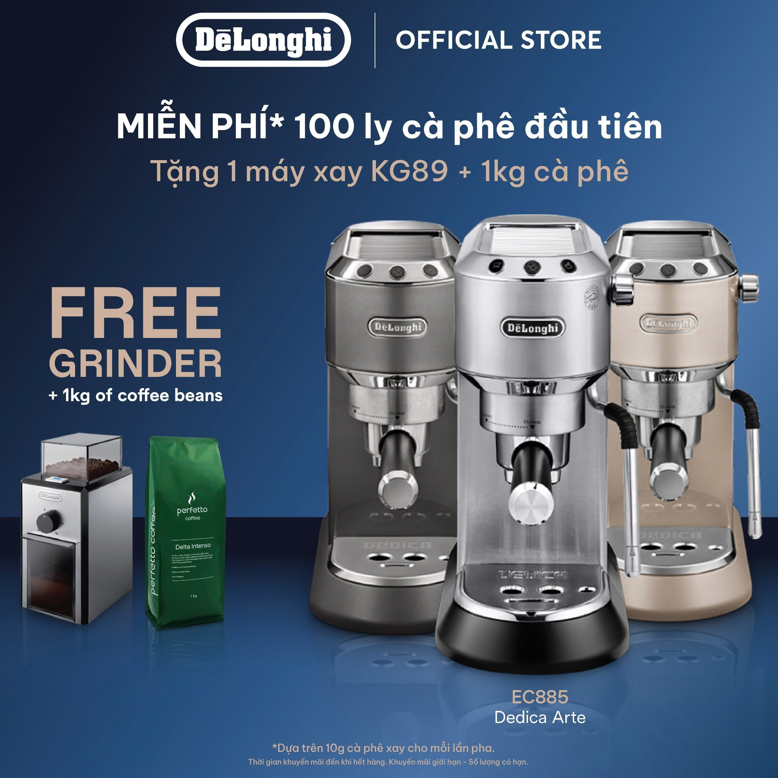 Máy pha cà phê delonghi dedica arte ec885