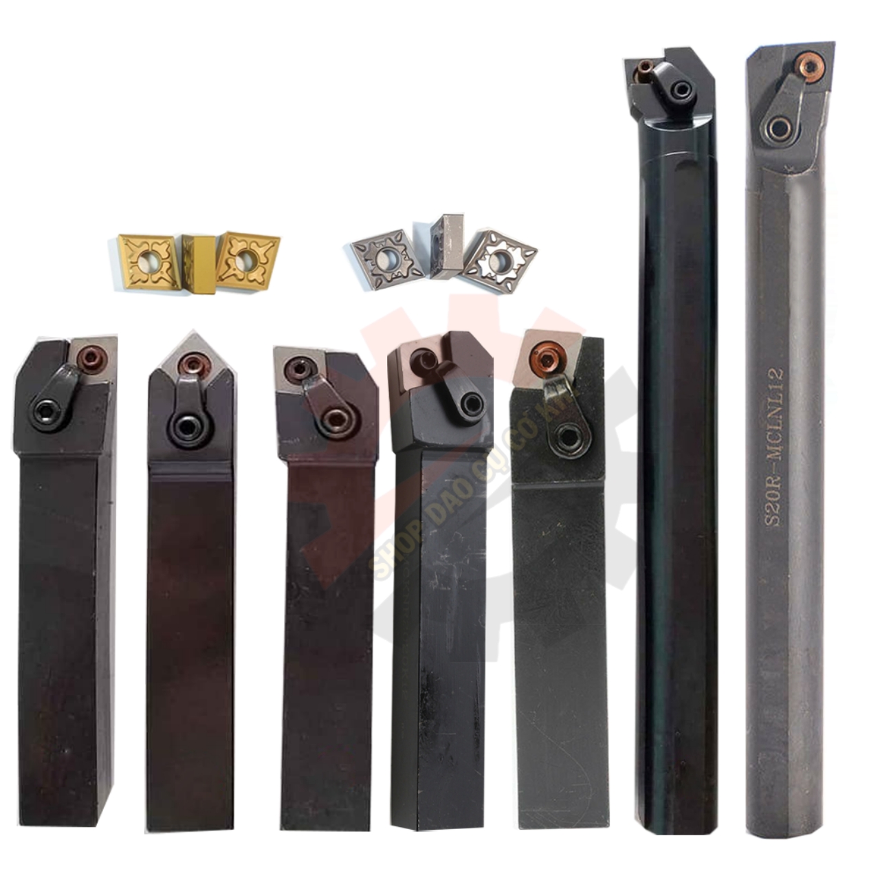 Cán dao tiện chạy ngoài, móc lỗ dùng để lắp mảnh chíp CN12/CNMG12 đầy đủ hướng và kích thước