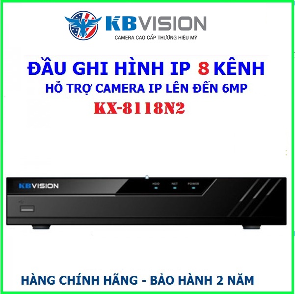 [HCM]Đầu ghi hình 8 kênh IP KBVISION KX-8118N2 hỗ trợ camera IP lên đến 6MP