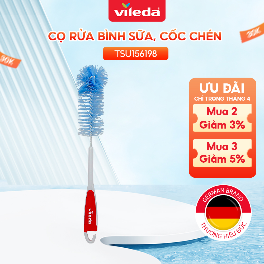 Cọ rửa bình, chai, lọ VILEDA với lông nhựa siêu bền, tay cầm chống trơn trượt - TSU