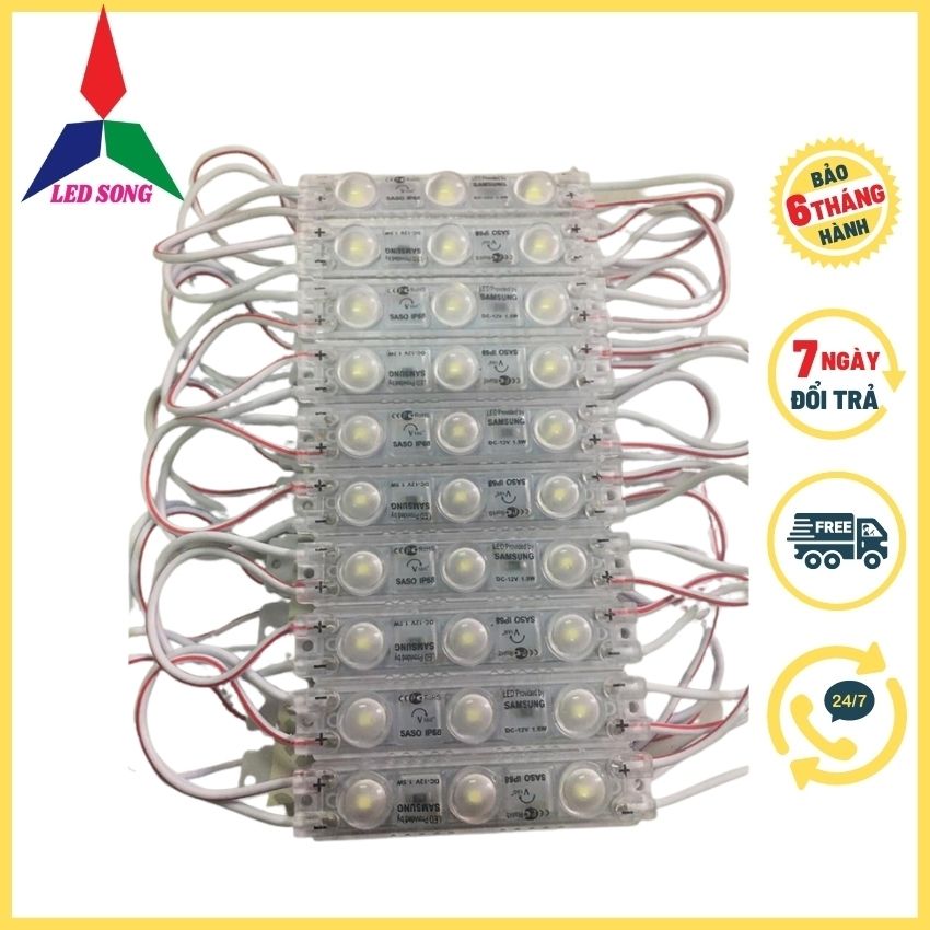 Led hắt 3 bóng 12v samsung chống nước màu trắng vỉ 20 thanh