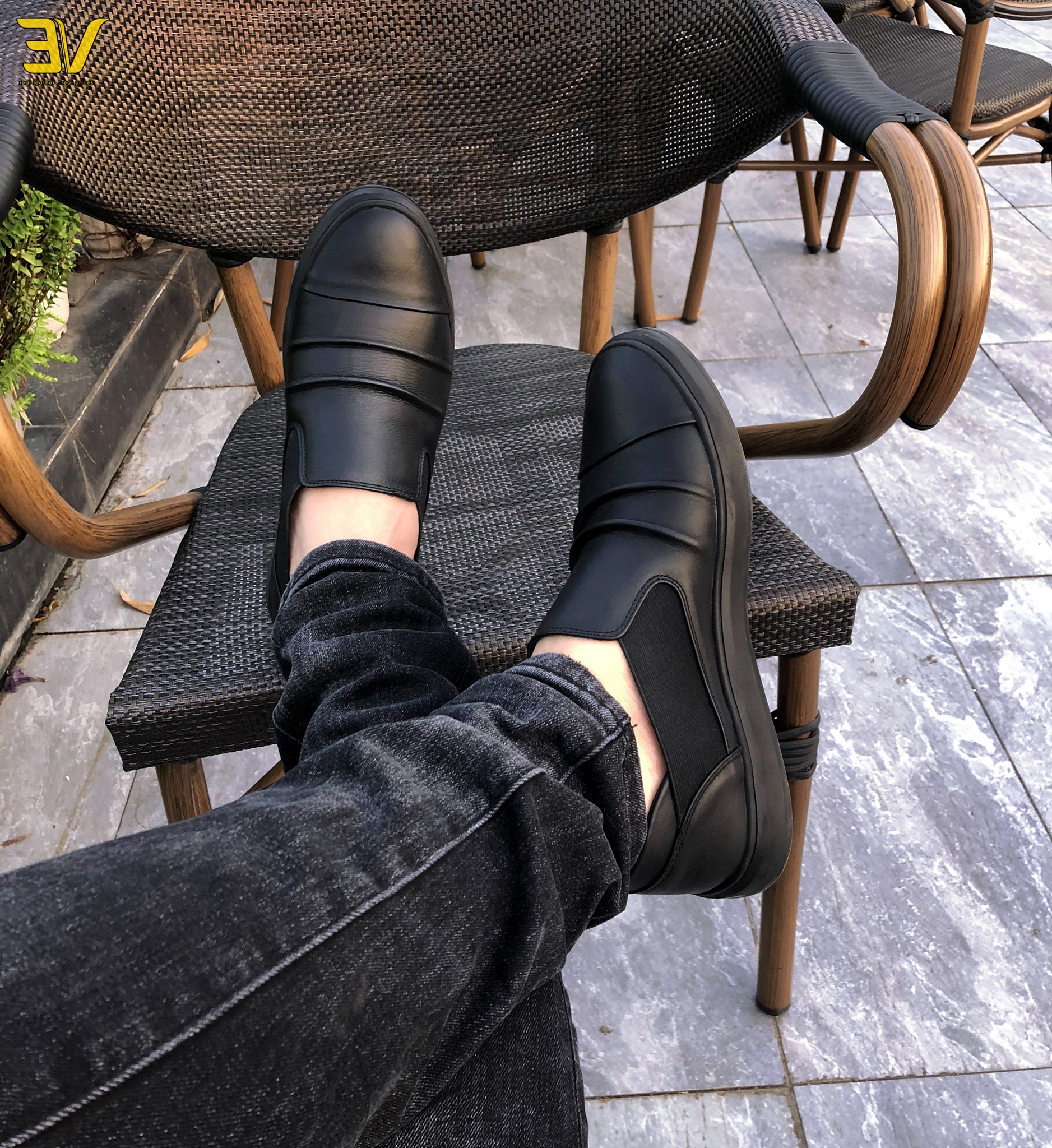 Giày lười nam cách điệu quai ngang dáng trẻ- Giày nam da bò 100%- Đế cao su non mềm bền đẹp- Bảo hành 1 đổi 1- G203- Giày 3V