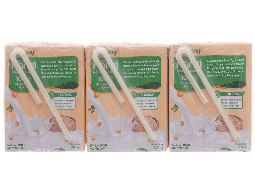 Lốc 6 hộp sữa đậu nành nguyên chất Fami 200ml