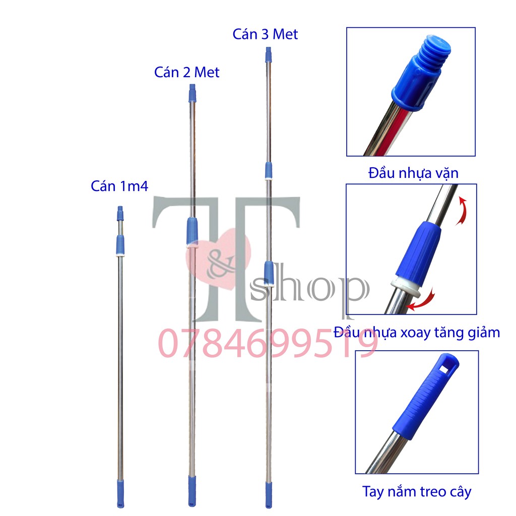 Cây cán inox thay thế homeinno cán rút tăng đơ dài 1m4/2m/3m