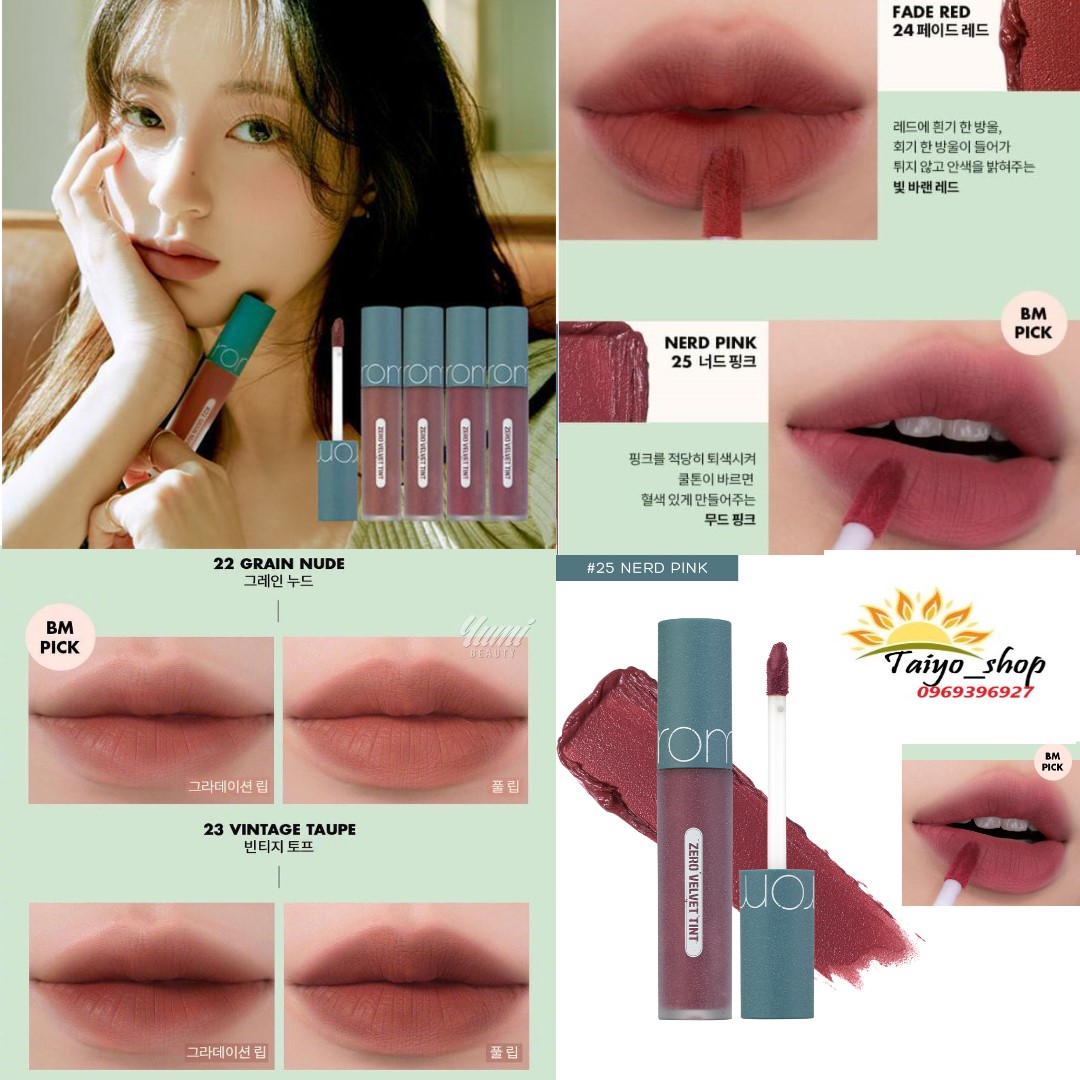 Son Kem Lì, Lên Màu Chuẩn, Mịn Môi Romand Zero Velvet Tint 5.5g [Màu mới 22-25]