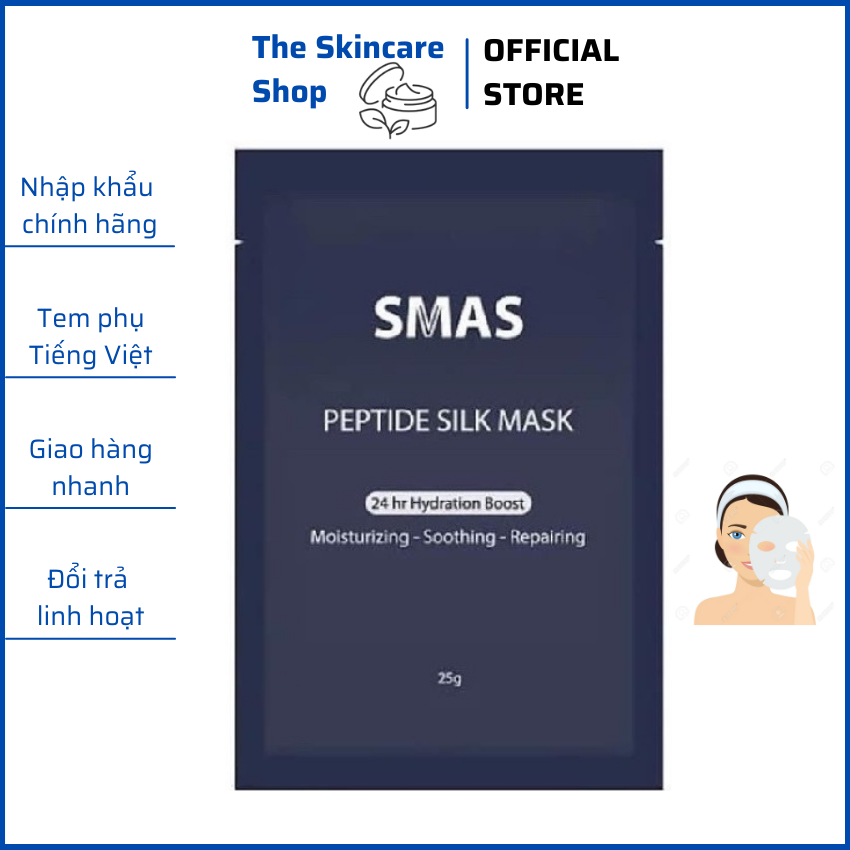 Mặt nạ dưỡng da cấp ẩm phục hồi SMAS Peptide Silk Mask 24h Hydration Boost 25g -The Skincare Shop