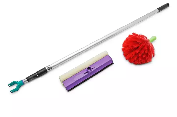 Chổi quét trần đa năng 3 in 1 - chổi quét màng nhện kiêm cây treo đa năng inox