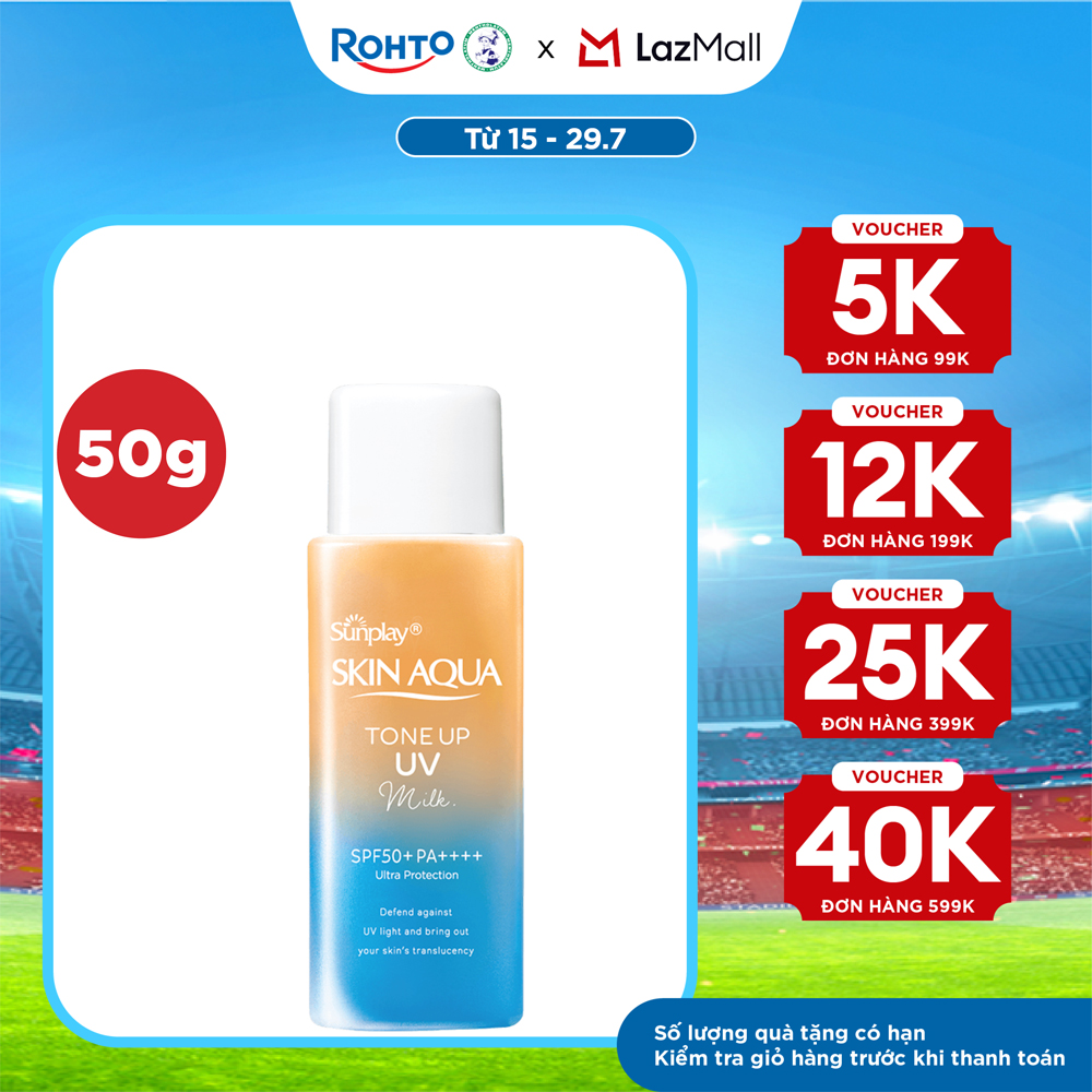 Kem chống nắng nâng tông Skin Aqua Tone up Latte Beige cho mọi tông da, dạng tinh chất Sunplay Skin Aqua Tone Up UV Essence Latte Beige SPF 50+ PA++++ 50g