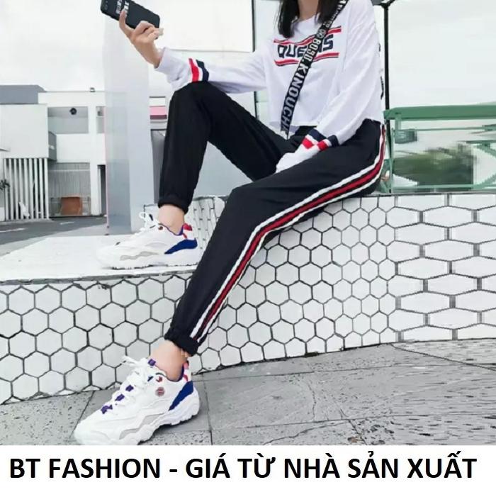 Quần Dài Nữ Thun Phom Rộng Jogger Thể Thao Thời Trang Hàn Quốc - BT Fashion (TT04-BA SỌC TĐ)