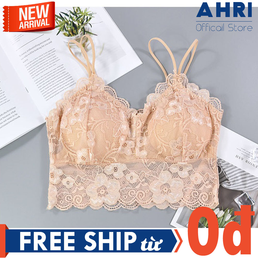 Áo bra, áo thun dây ngắn ren hoa đào hở lưng cực hot