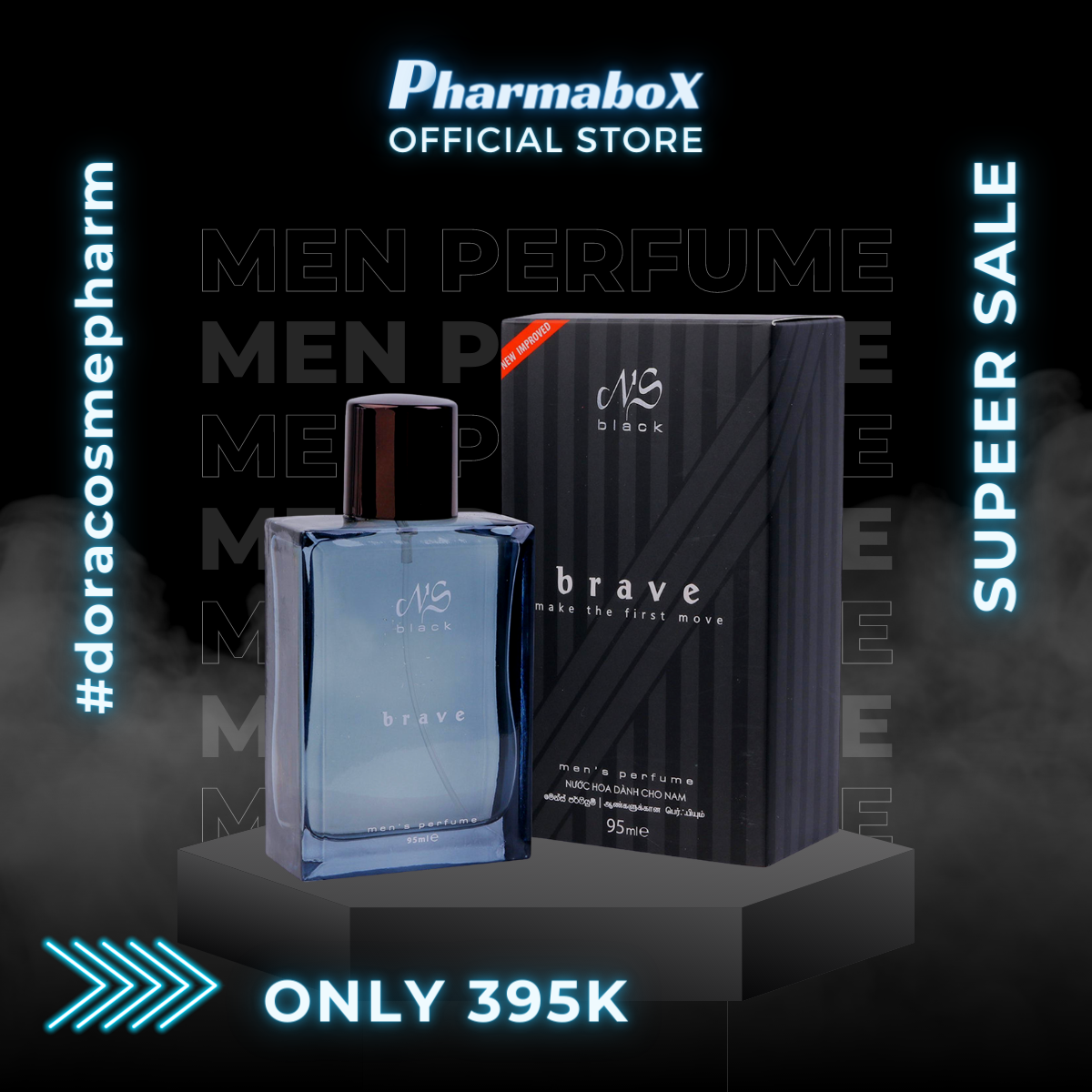 [HCM]Nước hoa nam Cao cấp NS Black Brave 95ml (Smoky Flame)