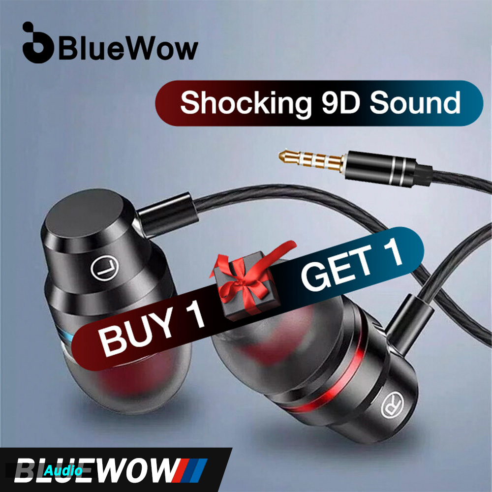 Tai nghe có dây bluewow g2 3.5mm tai nghe thể thao nhét tai nghe nhạc âm thanh nổi di động có mic gọi điện thoại rảnh tay