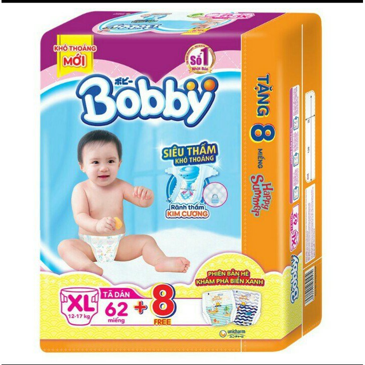 [TẶNG 8 MIẾNG TRONG GÓI TÃ] TÃ DÁN BOBBY SIÊU THẤM XL62+8