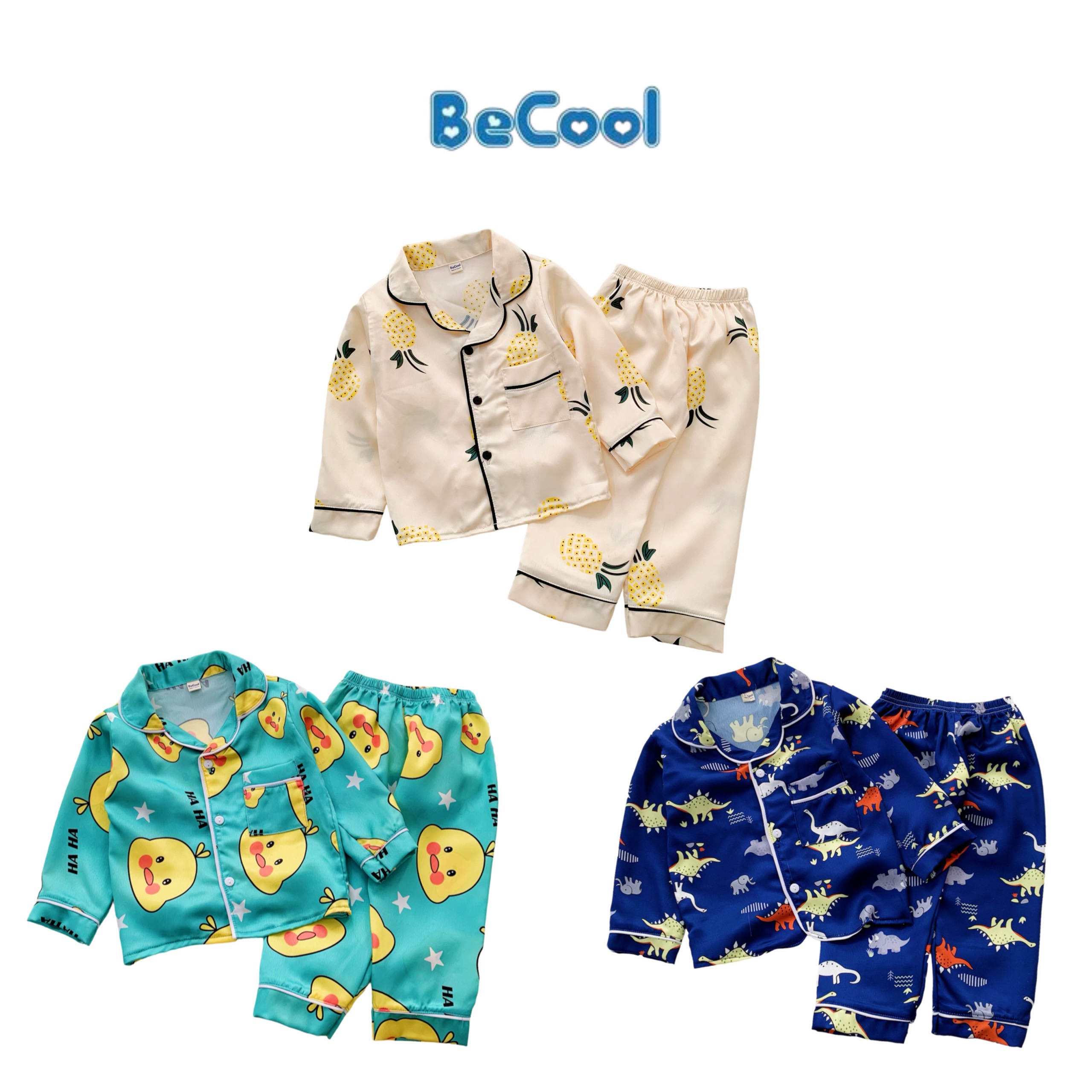 Bộ pizama dài tay becool, bộ pizama dài tay in hình ngộ nghĩnh cho bé từ 8 - 27kg