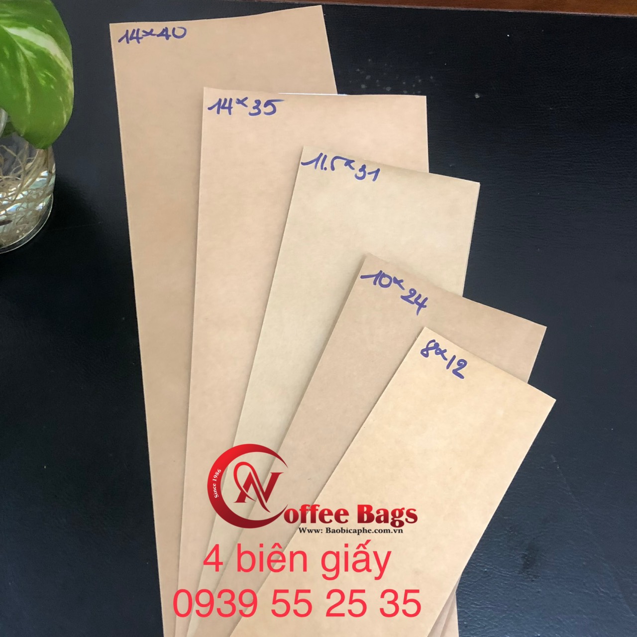 Túi giấy kraft 4 biên - đựng trà cafe