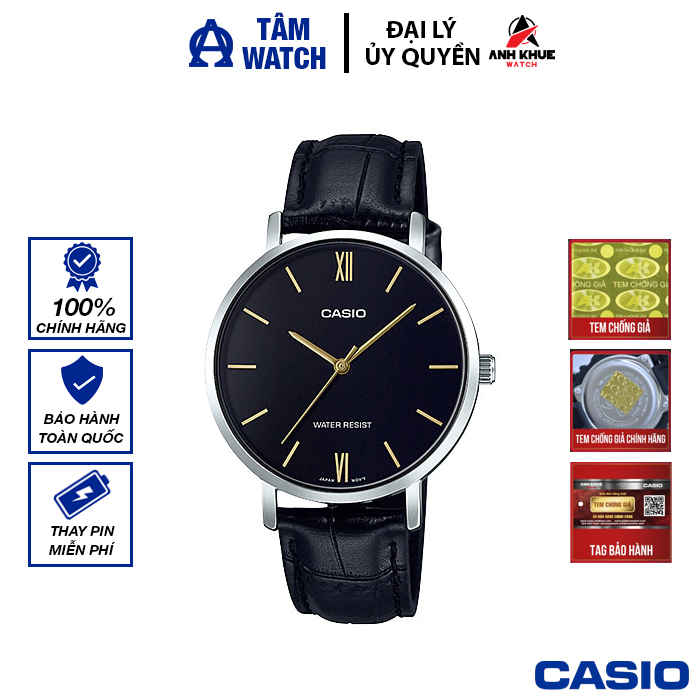 Đồng hồ nữ dây da casio standard chính hãng anh khuê ltp-vt01l-1budf