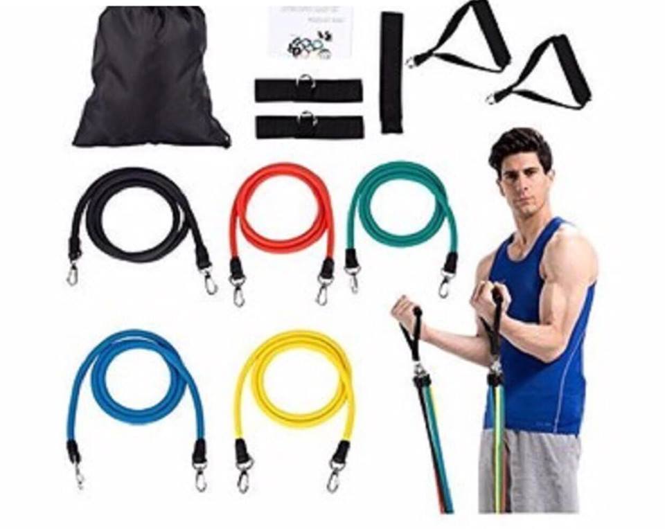 Bộ 5 Dây Ngũ Sắc Cao Su Tập Thể Dục, Dây Đàn Hồi Kháng Lực Tập Gym, Dây Cao Su Đàn Hồi Tập Thể Thao, Tập Gym Tại Nhà