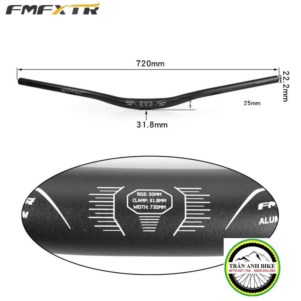 Ghi đông ngang nhôm xe đạp fmf xtr 31.8x720mm