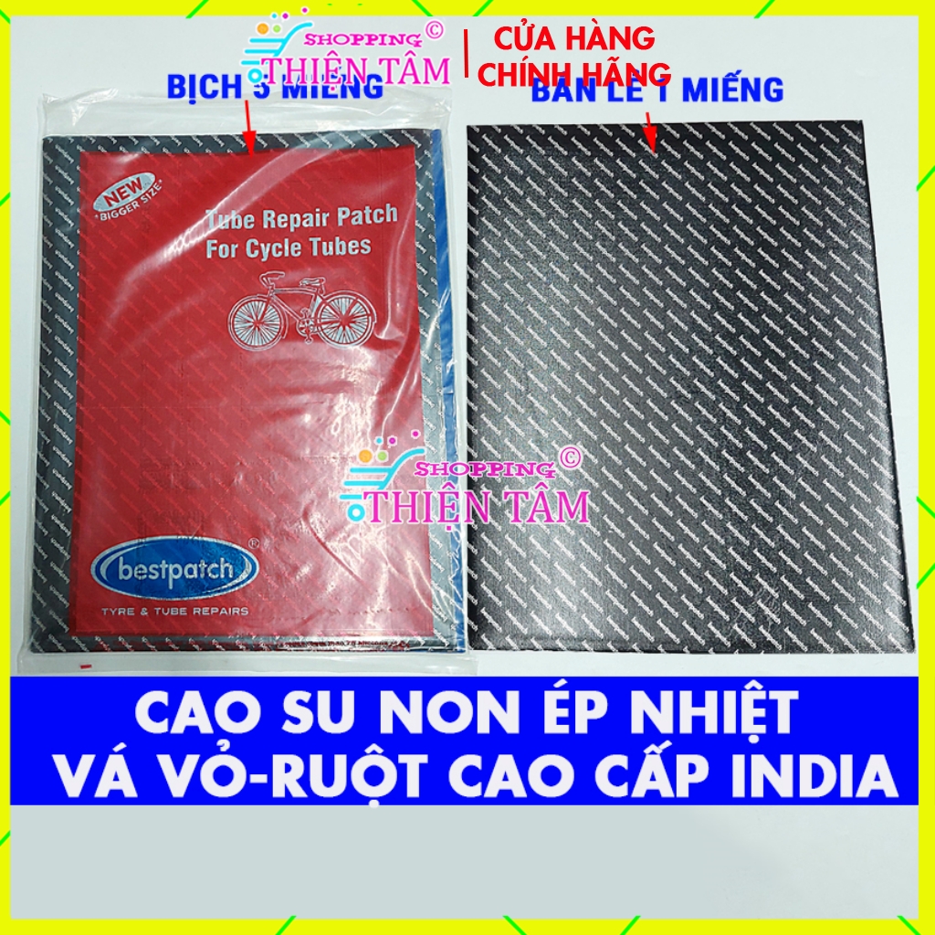 Miếng Keo Vá Ép Nhiệt 325x250mm Vá Vỏ – Ruột Xe Hơi Xe Máy Ô Tô Cao Su Non Ép Chín Nhiệt Chính Hãng bestpatch Made india (Ấn Độ)