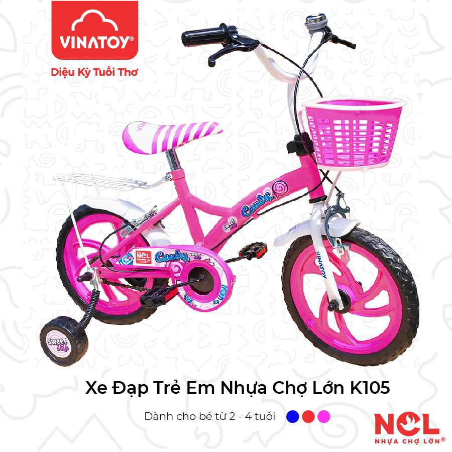 Xe đạp trẻ em nhựa chợ lớn 12 inch k105 dành cho bé từ 3 - 4 tuổi - m1818-x2b