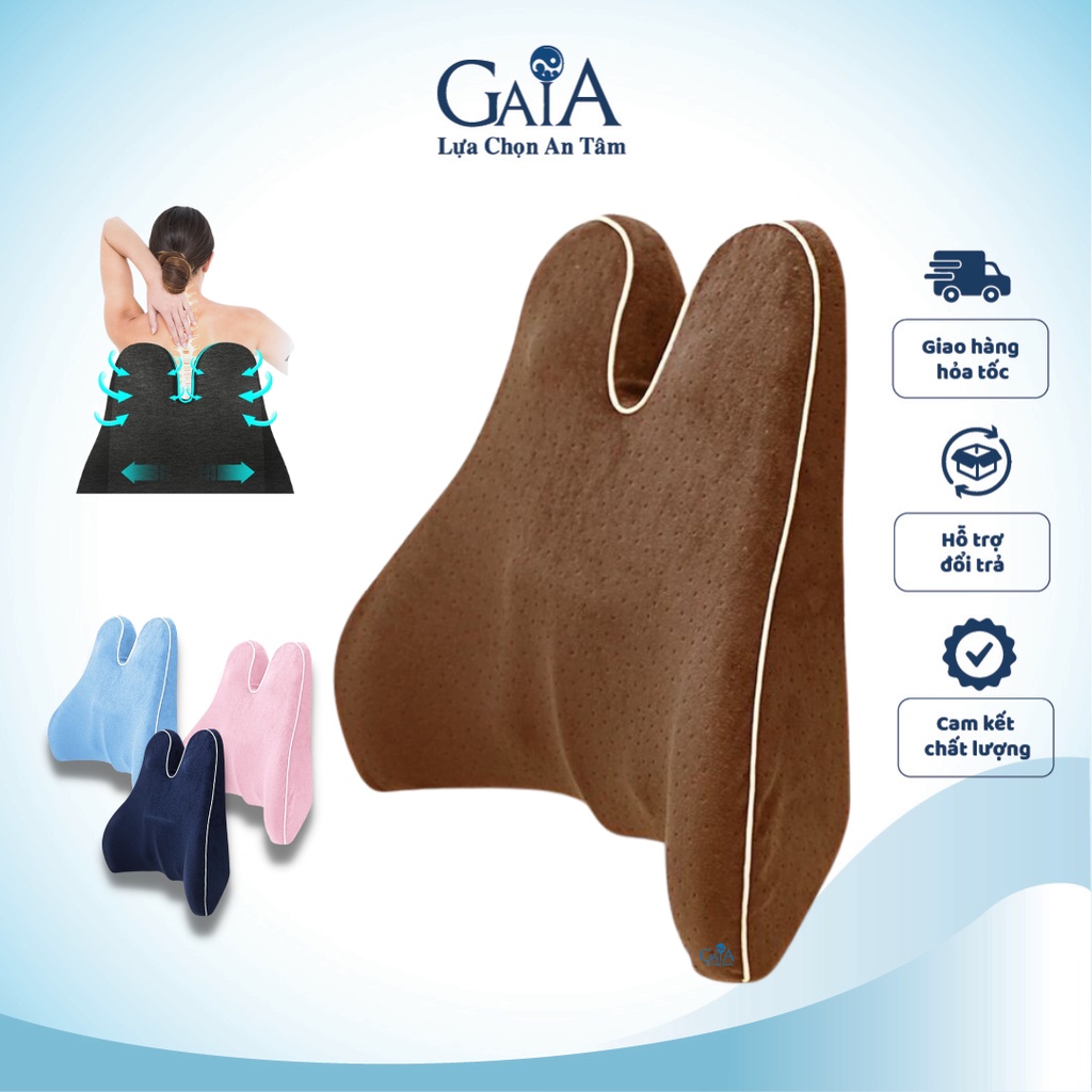 Gối tựa lưng ghế văn phòng, ghế ô tô bằng cao su non cao cấp giảm đau lưng nhức mỏi không có đai cài vào ghế