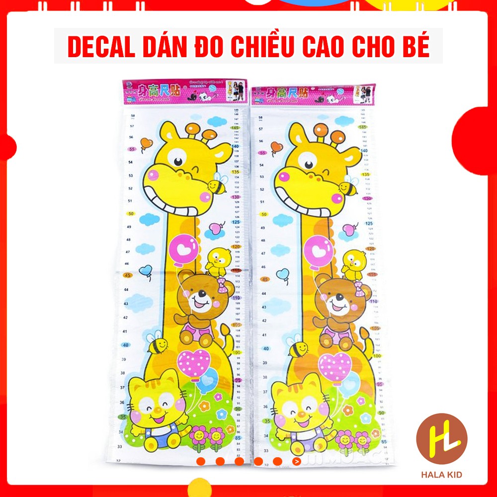 Decal dán tường đo chiều cao cho bé hình sinh động- Hala Kid