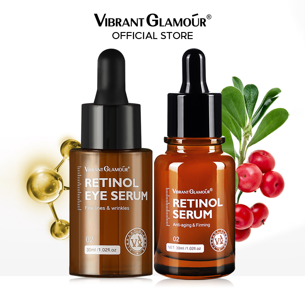 Tinh chất dưỡng da mặt  tinh chất dưỡng mắt chứa retinol VIBRANT GLAMOUR   2PCS  Chăm sóc da đơn giản, chống lão hóa, làm mờ nếp nhăn & quầng thâm, dưỡng ẩm da 30ml