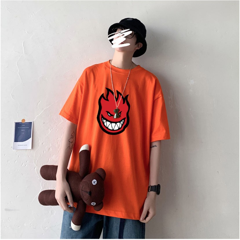 Áo Phông rộng nam nữ Màu Cam BUR FIRE tay lỡ dáng unisex oversize tee basic mặc Mùa Hè màu sắc siêu nổi