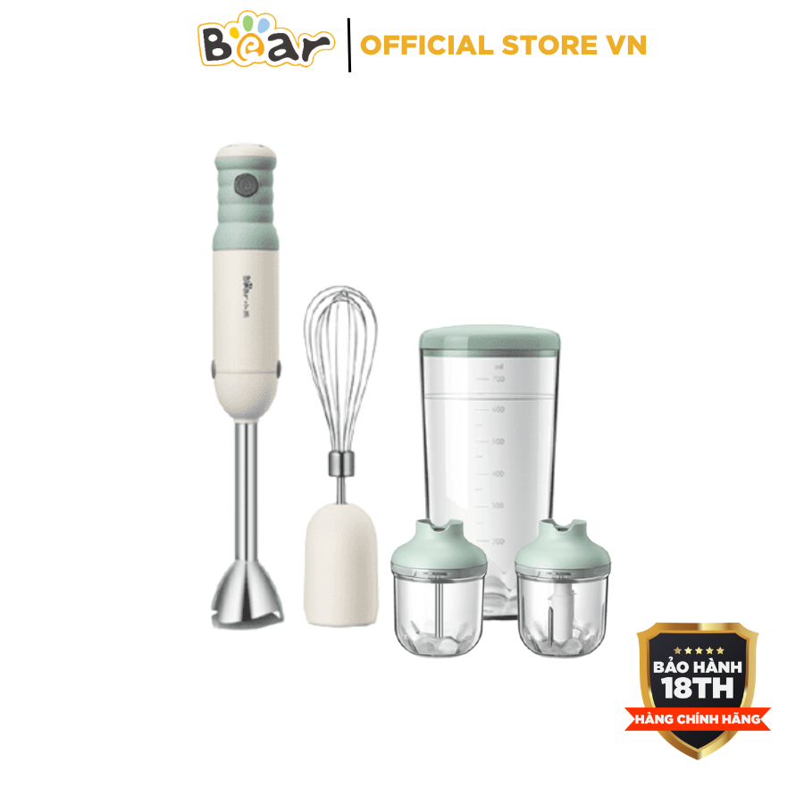 Bộ máy xay bear đa năng bear jbq-b50e1, xay ăn dặm, xay cháo, xay tỏi ớt, đánh trứng cầm tay tiện lợi, bh 18 tháng