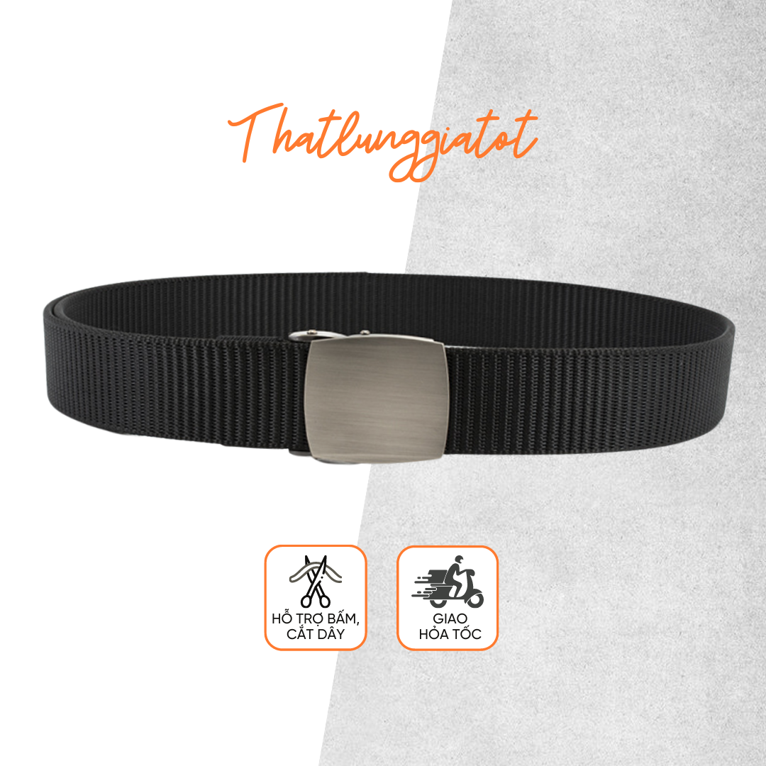 Thắt lưng vải canvas khóa gập kim loại unisex phong cách Hàn Quốc bản 3.3cm TL217 - Thắt Lưng Giá Tốt