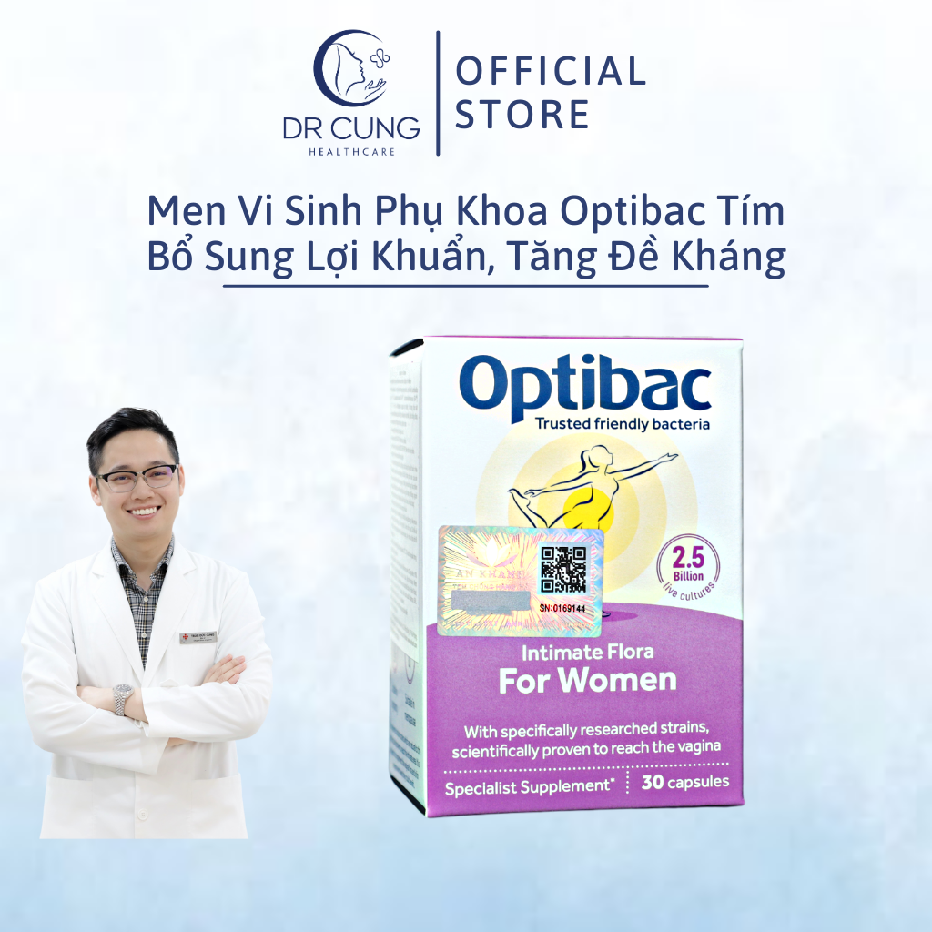 Optibac tím - men vi sinh phụ khoa, chăm sóc vùng kín, lợi khuẩn, tăng sức đề kháng