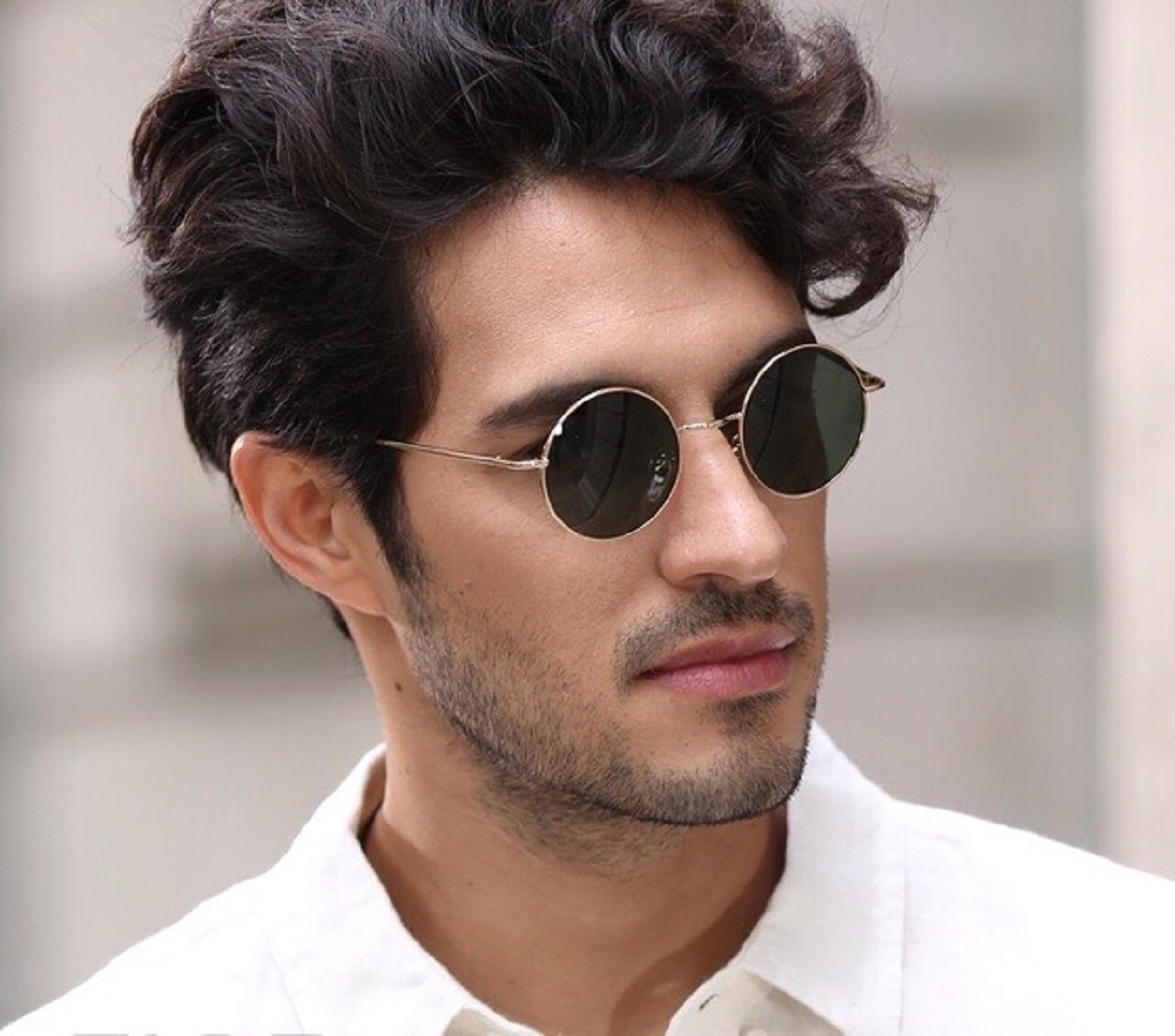 Kính Râm Nam Nữ Mặt Tròn Thầy Bói Kính Mát Oval Gọng Kính Kim Loại Phong Cách Thầy Bói